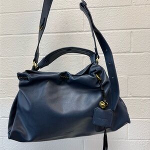 Songmont Navy Shoulder Bag with Gold Accents